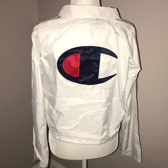 Champion cropped wind jacket zip white NWT medium - Picture 10 of 15